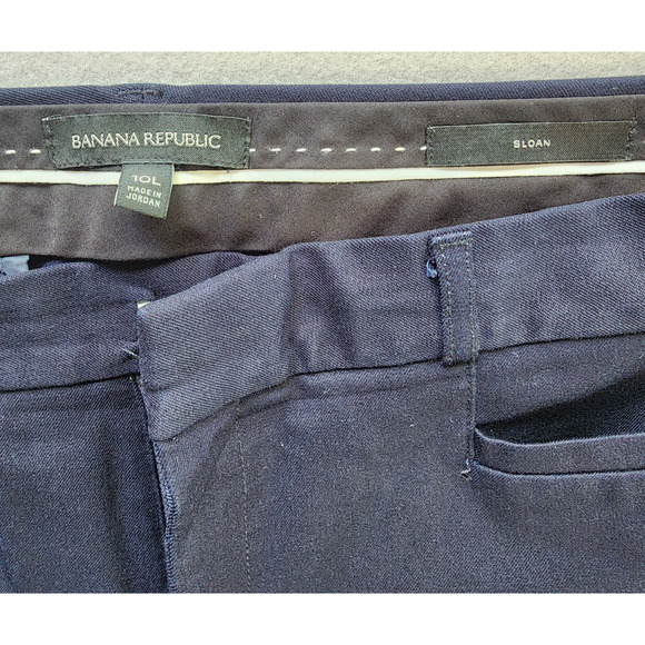 Banana Republic Pants Women 10L Sloan Solid Dress Stretch Ankle Navy Blue - Picture 8 of 11